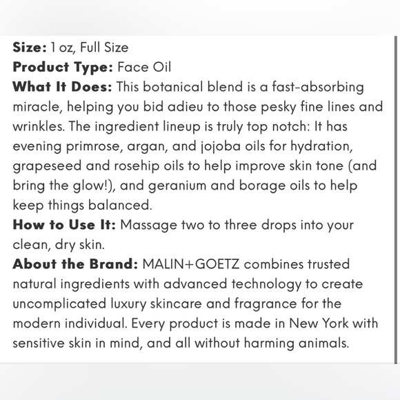 MALIN + GOETZ Recovery Treatment Oil - Picture 2 of 7